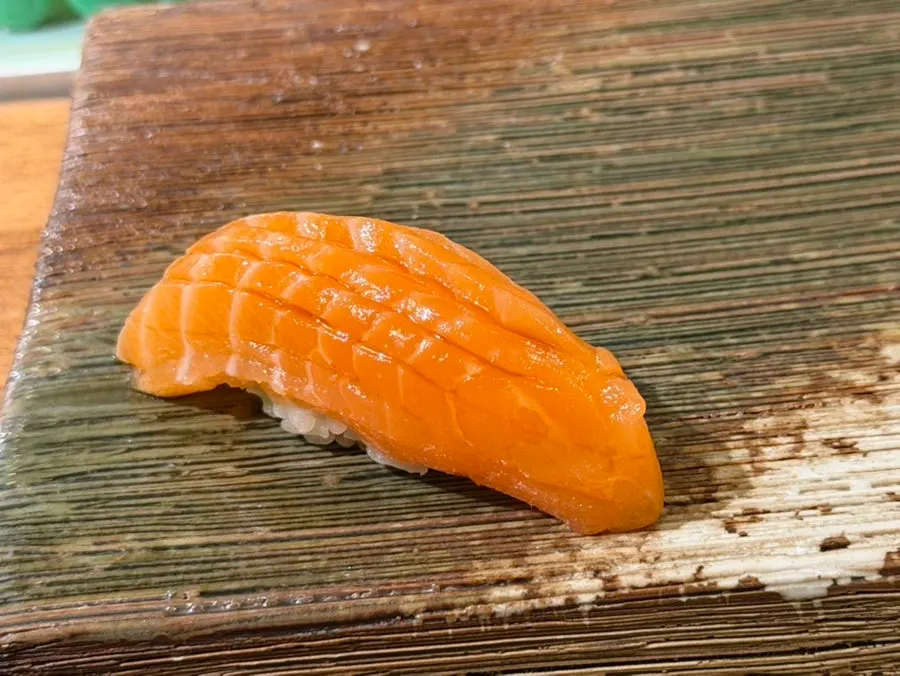 A piece of Sakai's benizari nigiri