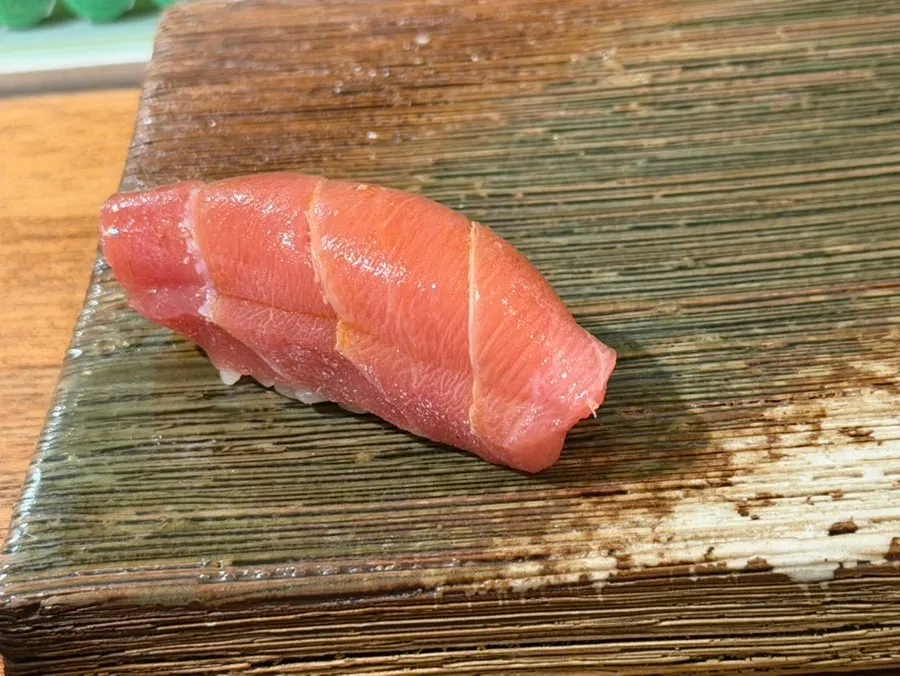 Close-up of akami tuna nigiri