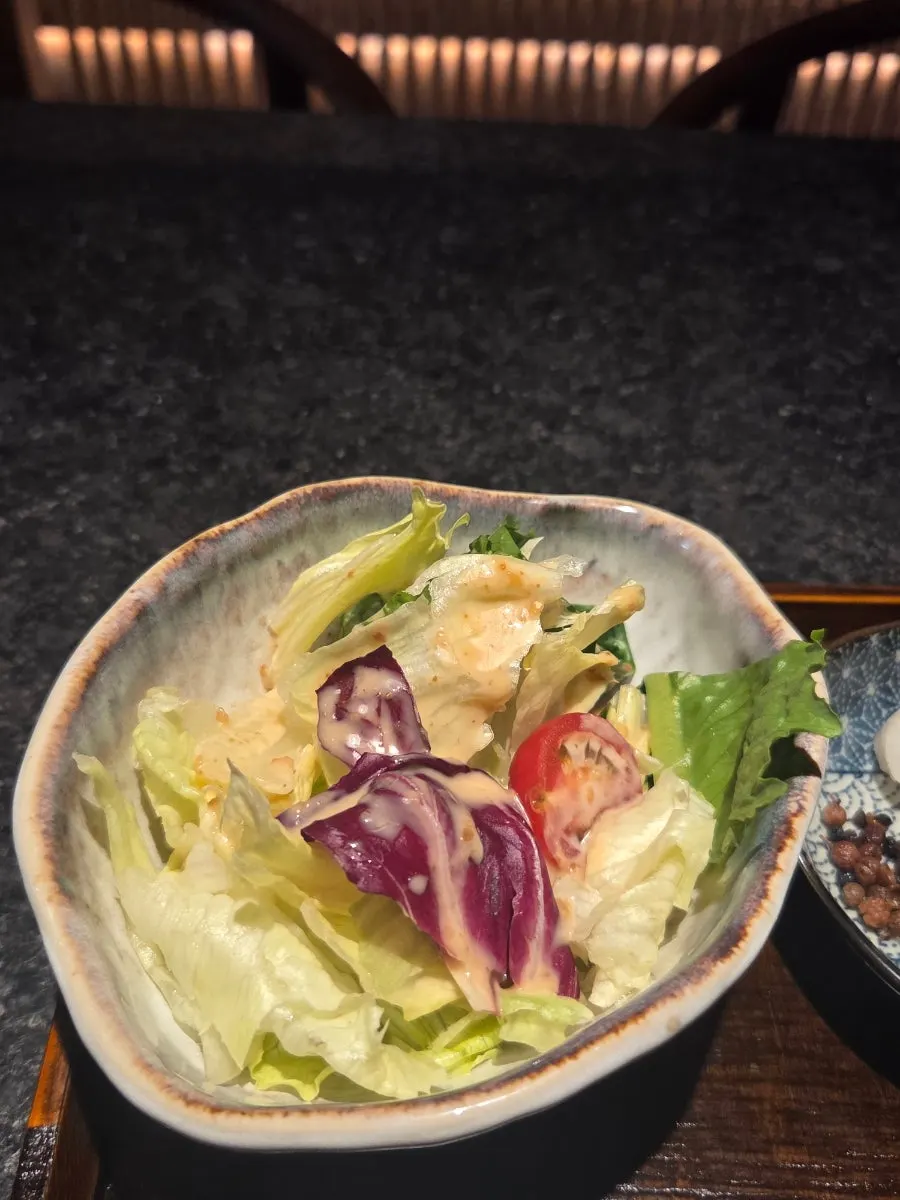 Salad and shrimp steamed egg