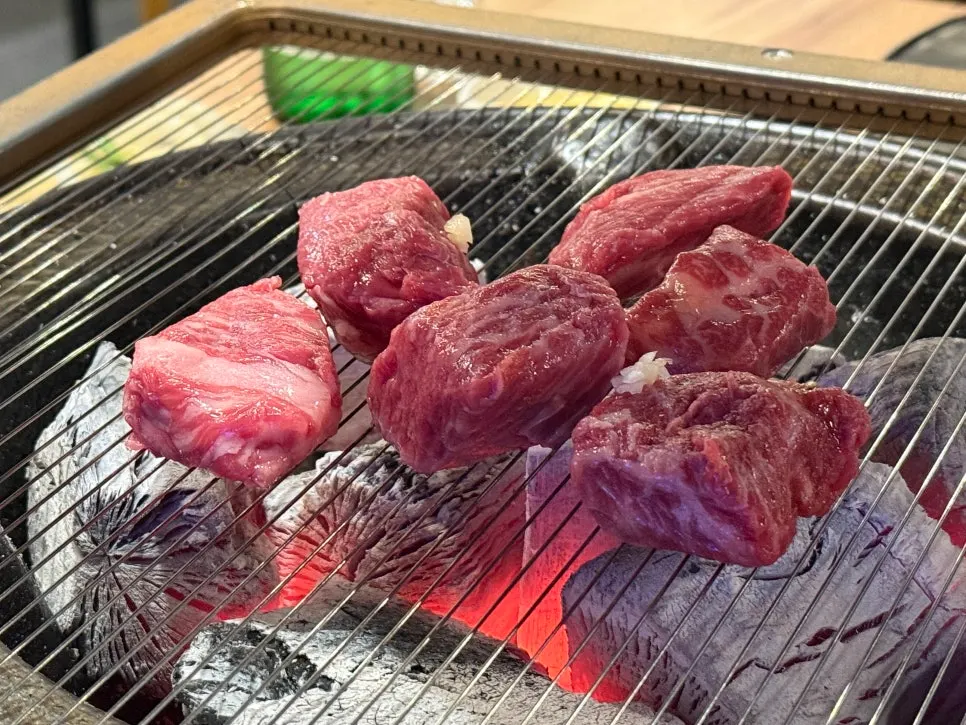 Galbi assortment on the grill