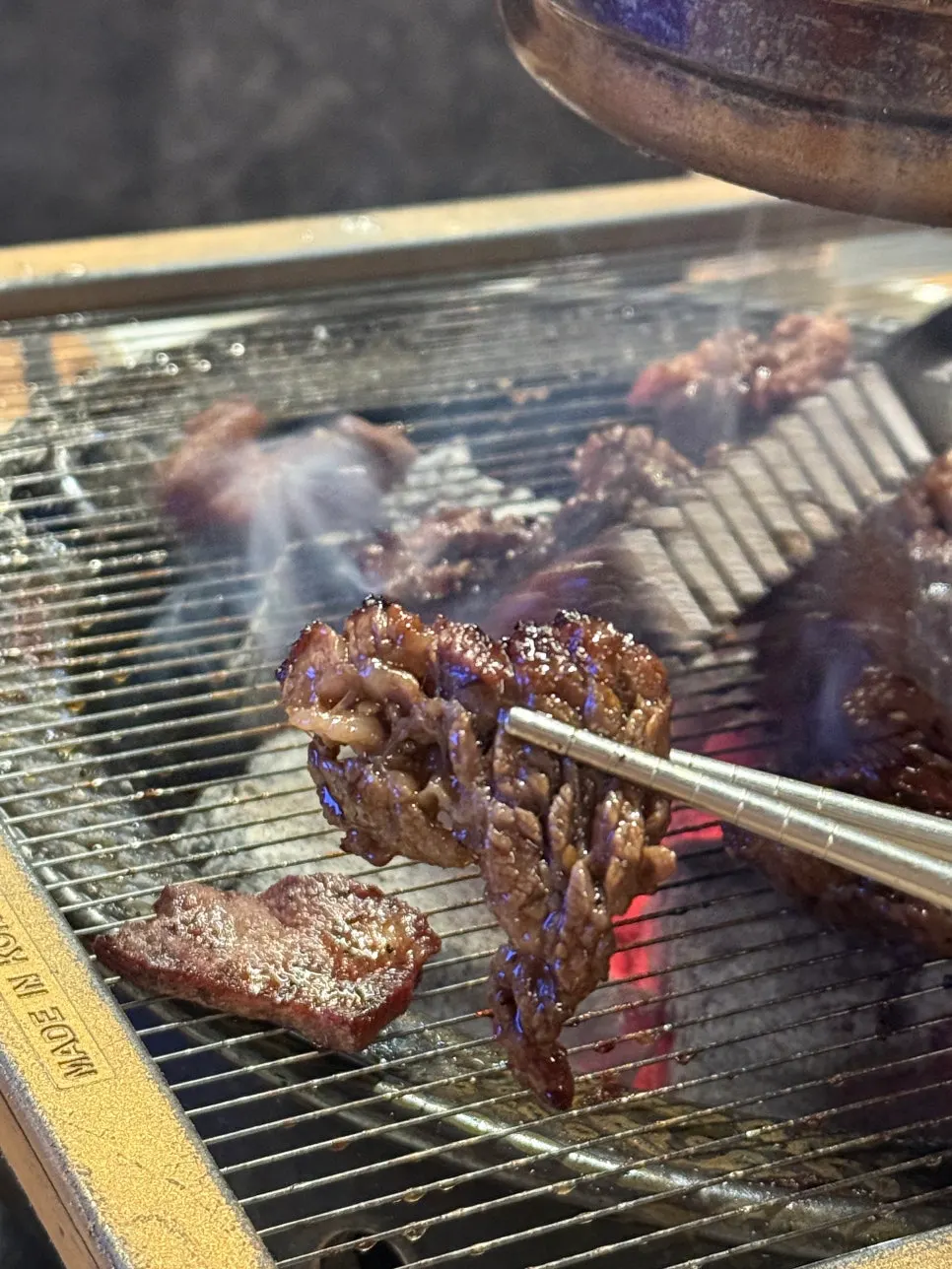 Marinated galbi grilled last
