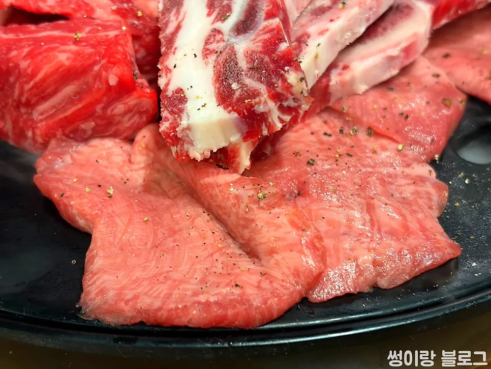 Platter with Uno charcoal galbi and LA-style ribs