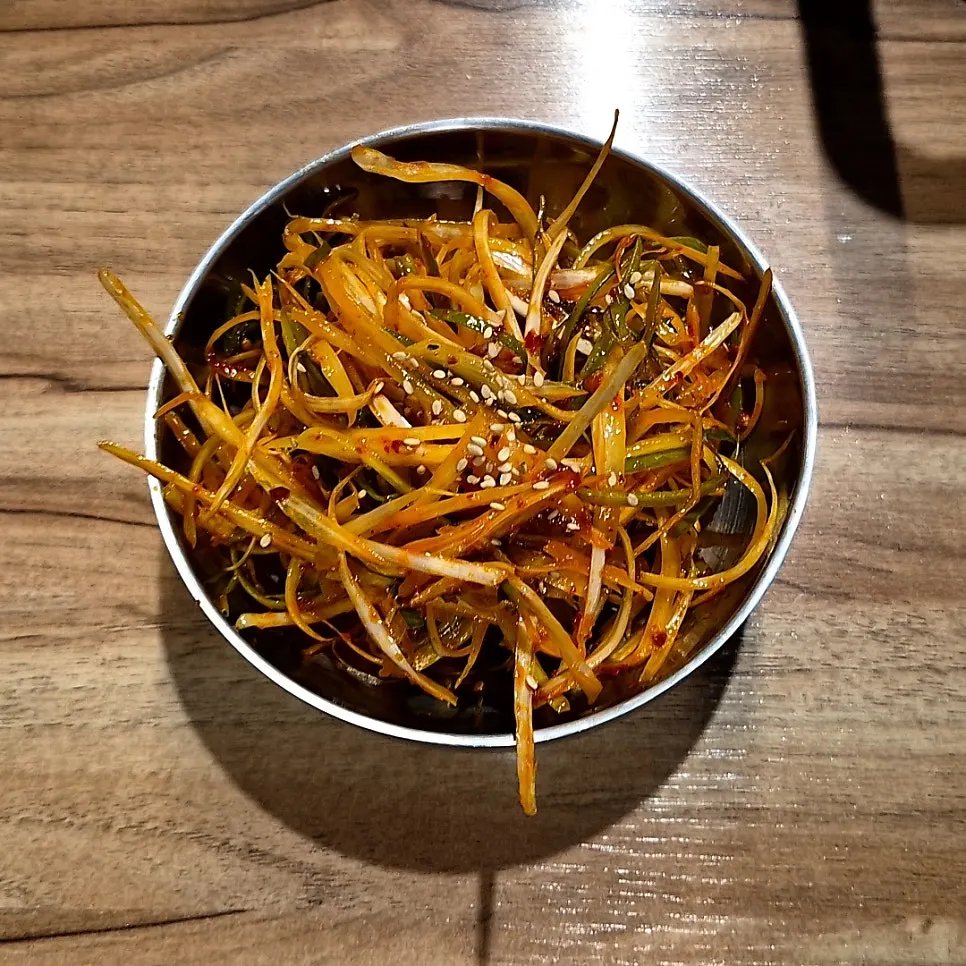Wild garlic leaves and doenjang chili paste side dishes