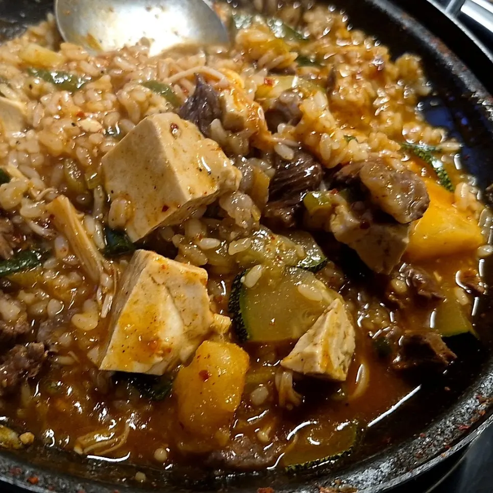 Doenjang rice with tofu and rice