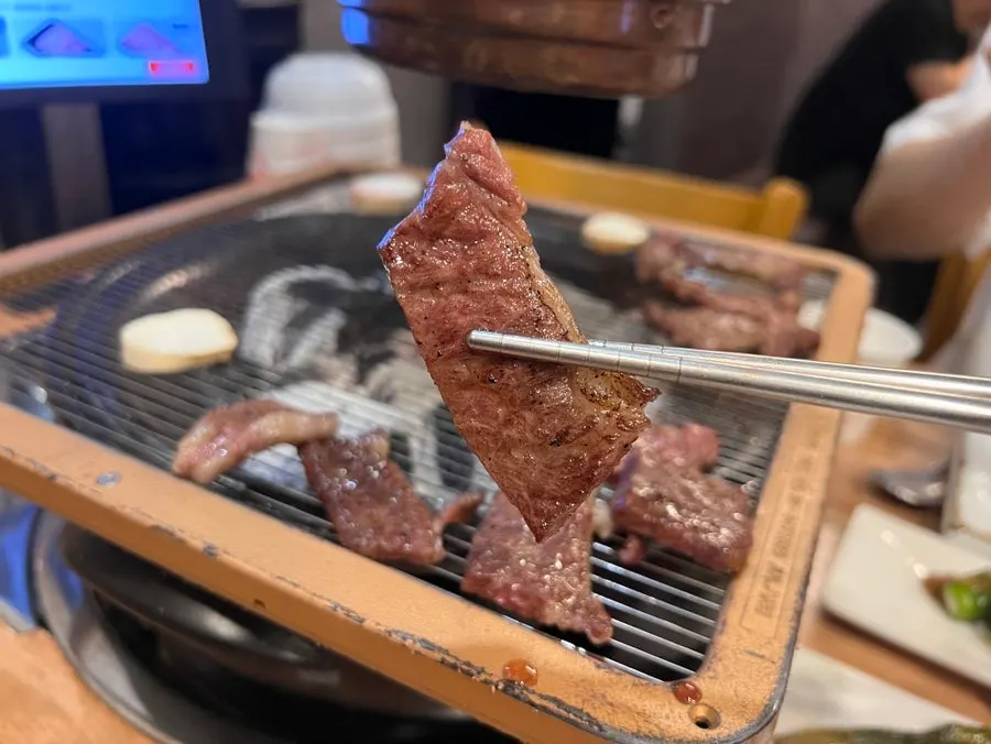 A grilled piece of LA galbi