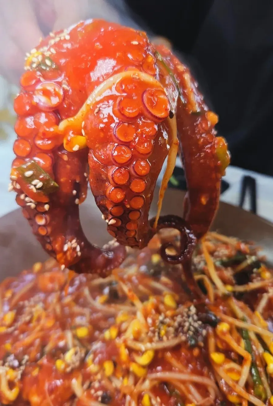 큰 접시에 담긴 아구문어찜 비주얼