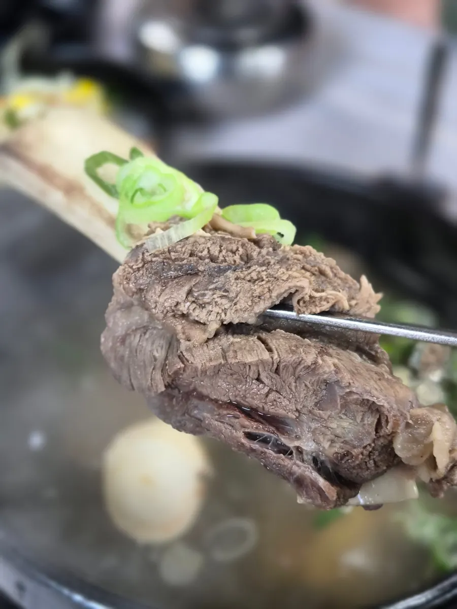 Abalone galbitang with a big rib bone