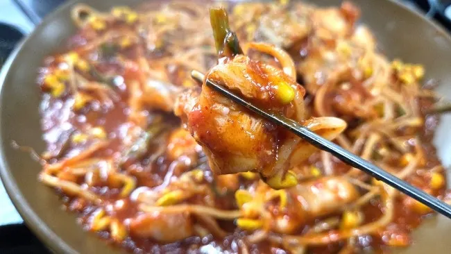 Close-up of plump monkfish meat and sauce