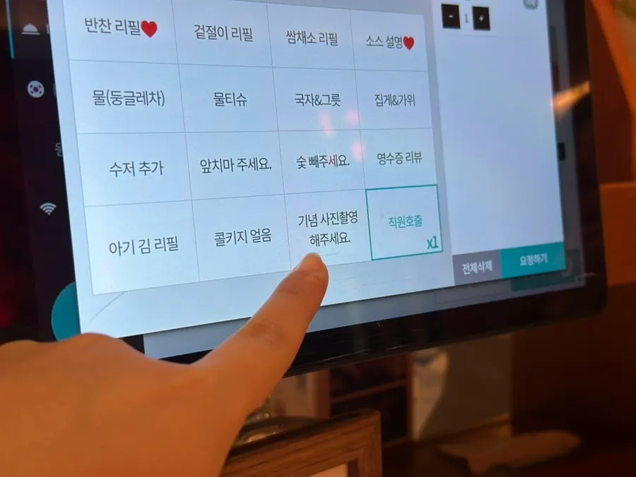 Staff call button and photo request button
