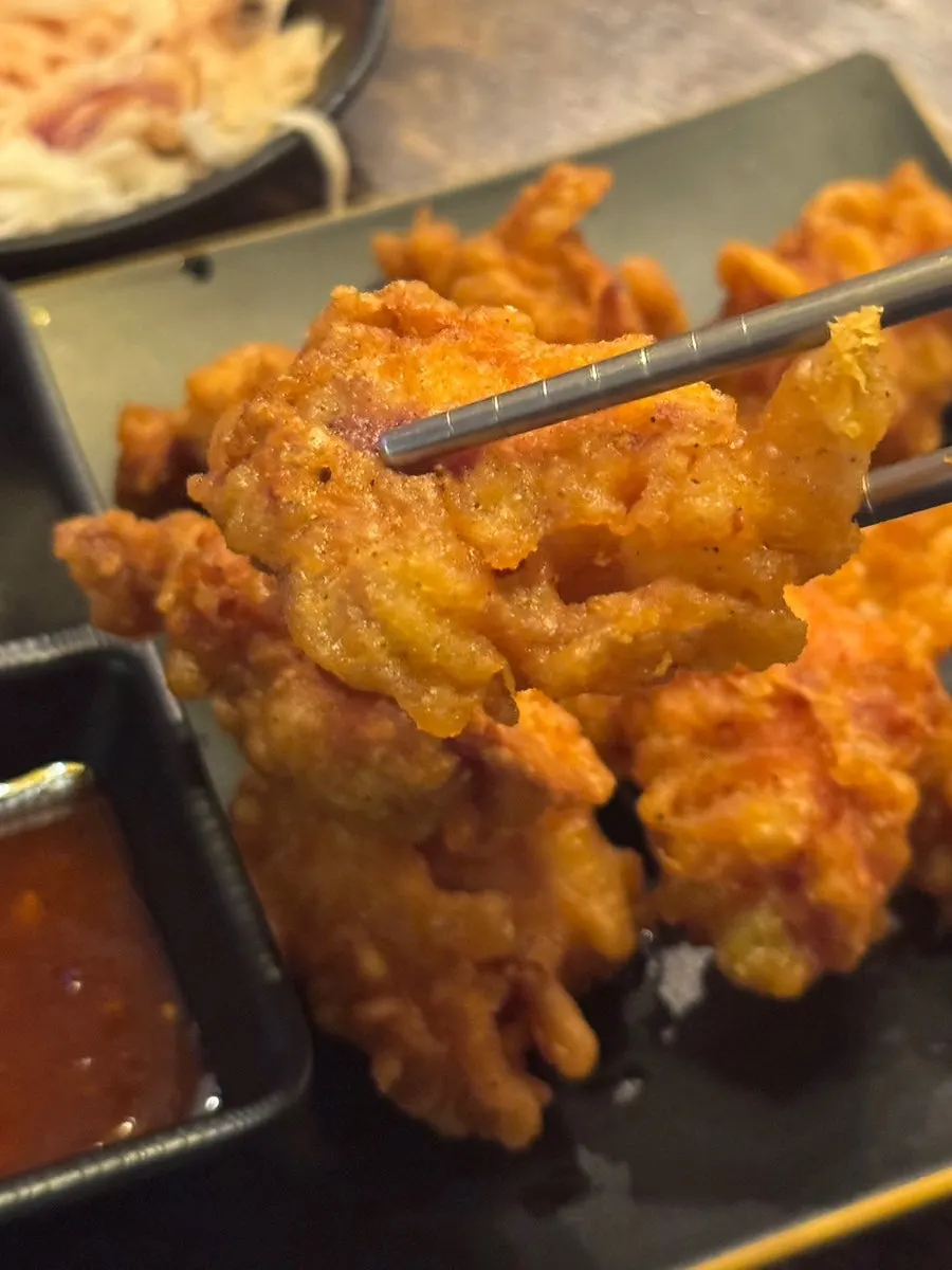 Boneless fried chicken dipped in sweet sauce