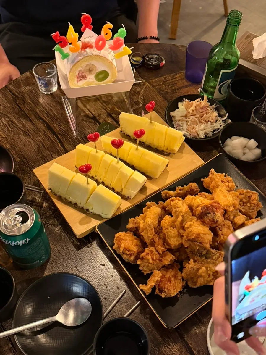 Second-round gathering with a birthday cake