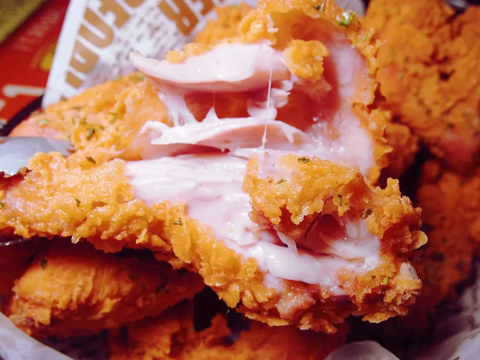 A whole golden-fried crispy chicken