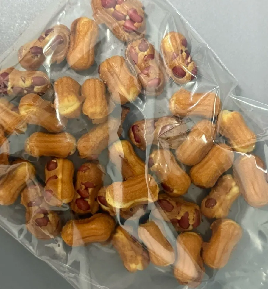 Peanut bread transferred into a zip-lock bag