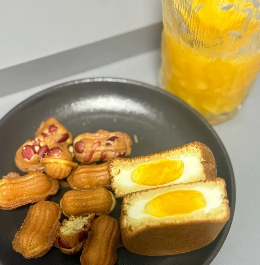 Cross-section of egg bread with a bright yellow yolk