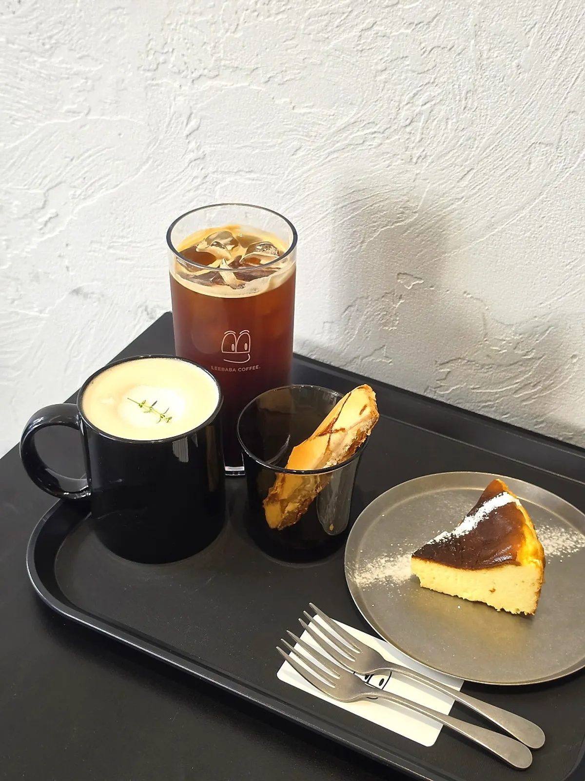 Ibaba Coffee drinks and desserts served together