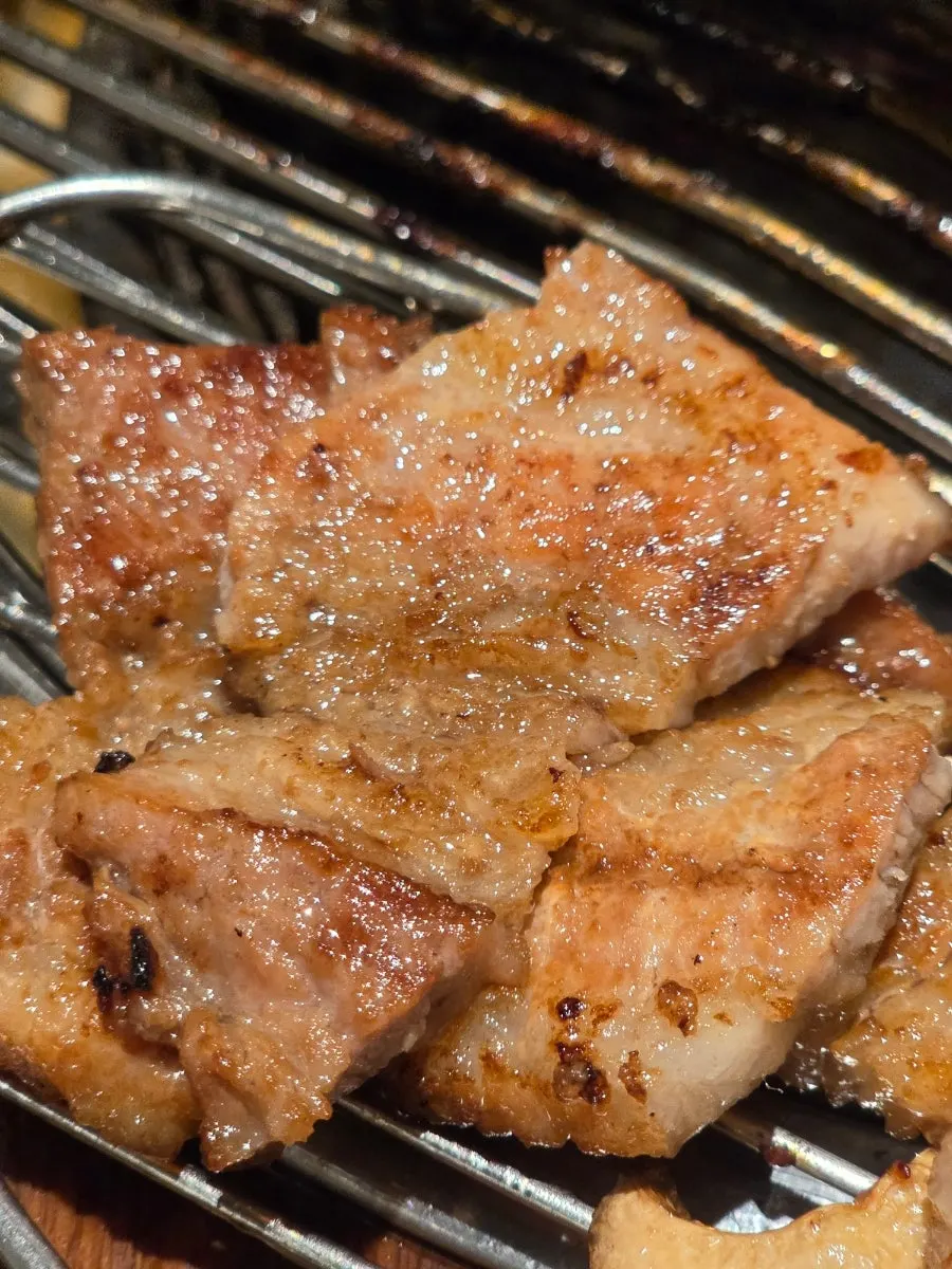 Close-up of a piece of marinated rib