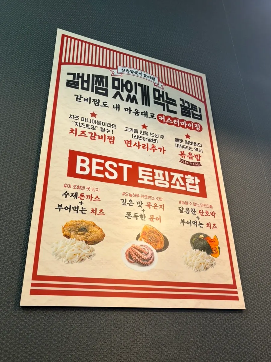 Sign showing galbijjim spice level options