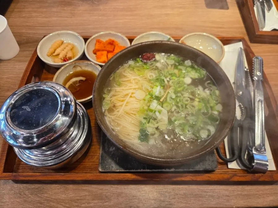 A bowl of galbi noodles