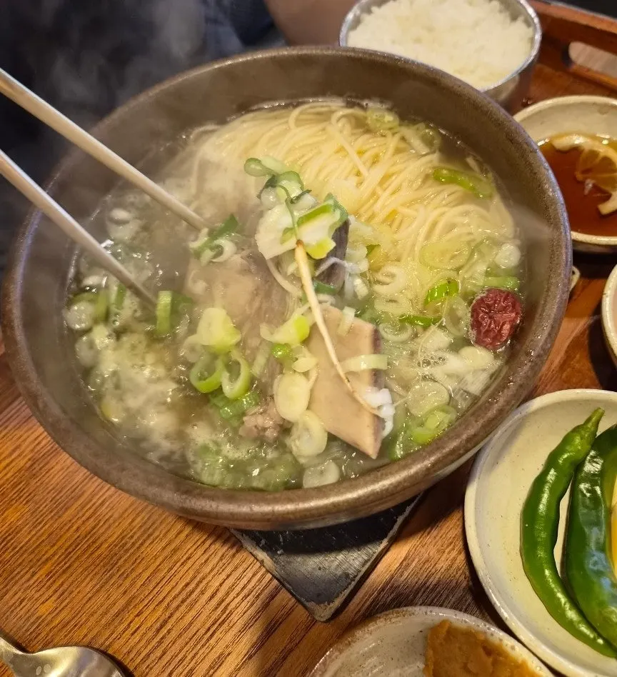 Close-up of galbitang broth