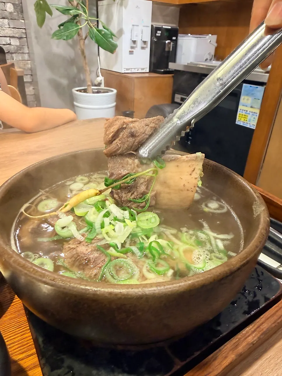 Gang galbitang broth made from Korean beef bones