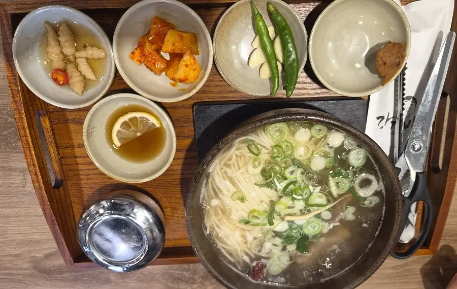 A bowl of galbi noodles at Gang Galbitang Seomyeon