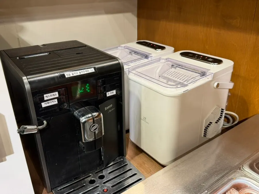 Self-serve bar at Gang Galbitang for refilling side dishes