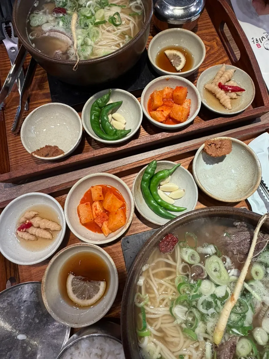 Generous table setting of galbitang