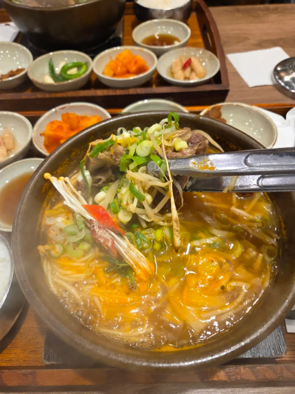 Galbitang eaten with somyeon noodles