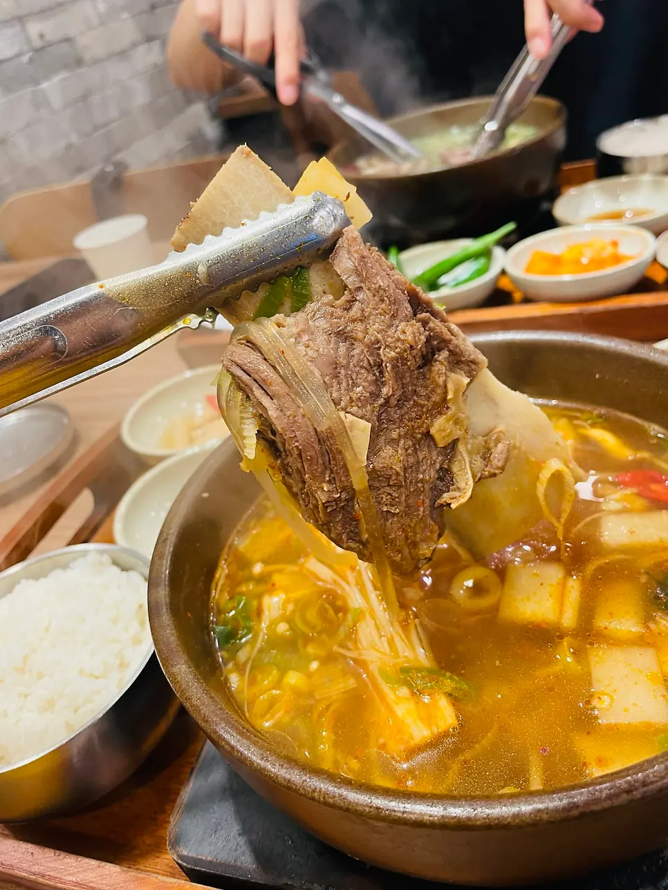 Pile of rib bones after finishing the meal