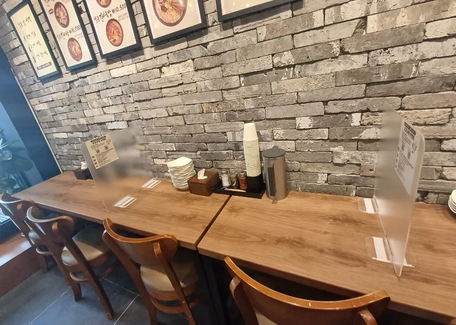 View of the table seating at Gang Galbitang Seomyeon