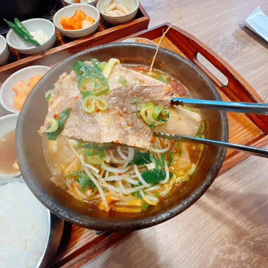 Jeju jungmyeon noodle strands soaked in broth
