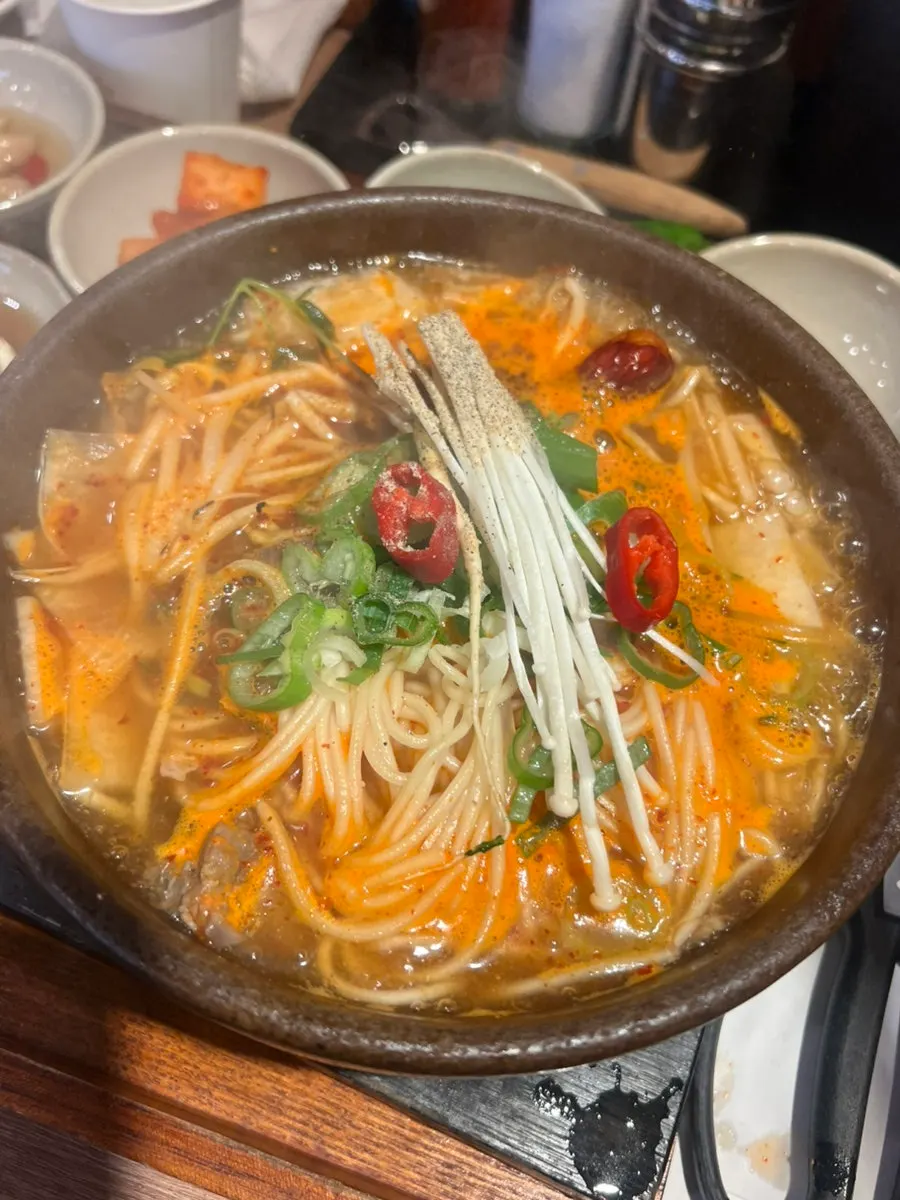 Spicy Gang Galbitang with added Jeju medium noodles