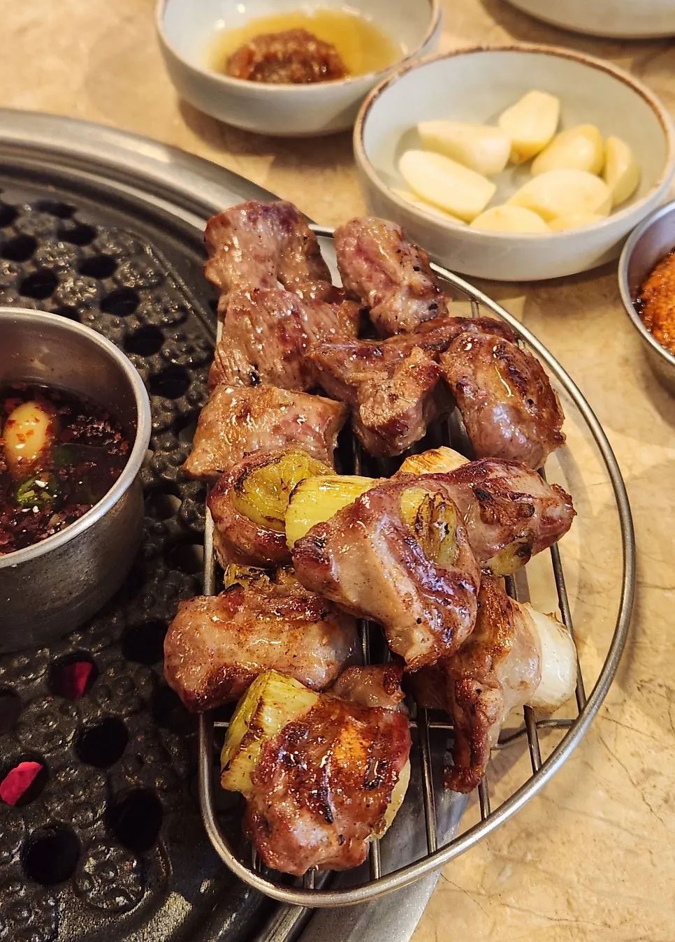 Grilled gamjagisal portioned out ready to eat