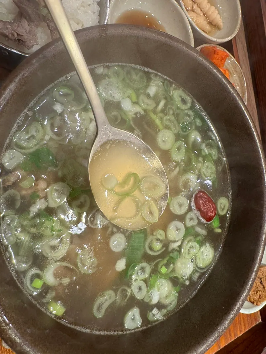 A spoonful of galbitang broth