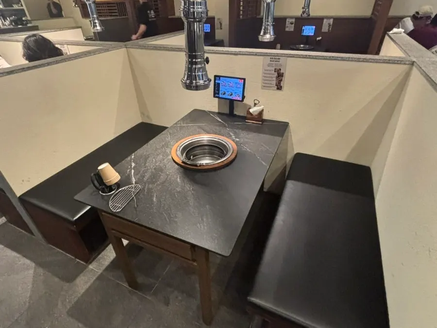 Spacious square table seating and group dining area