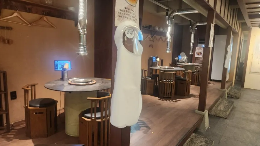 Interior seating with wide tables