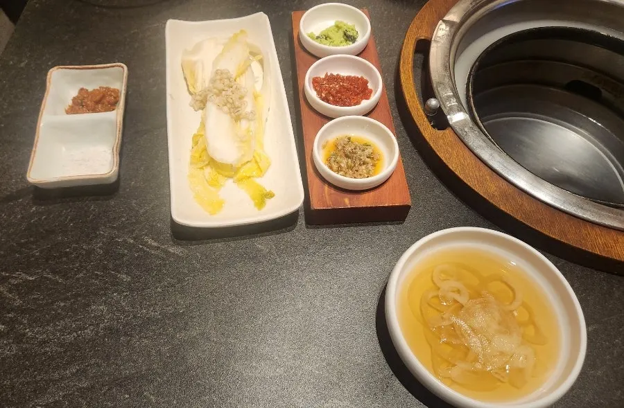 Table set with basic side dishes