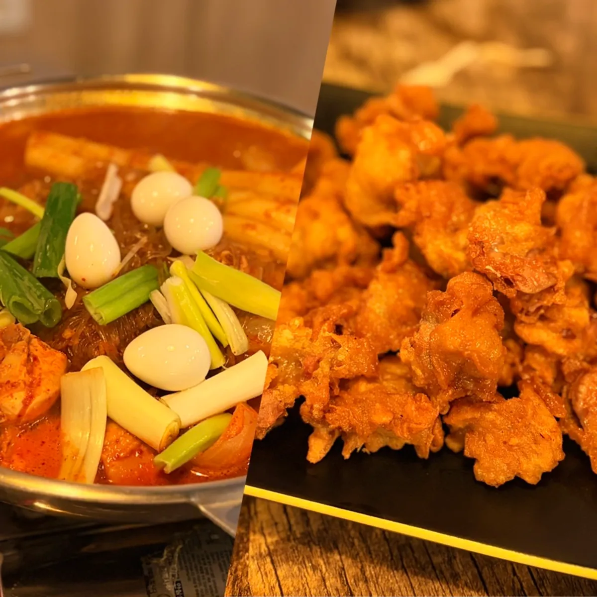 옛날통닭앤탕 서면점 닭볶음탕과 똥집 튀김 상차림