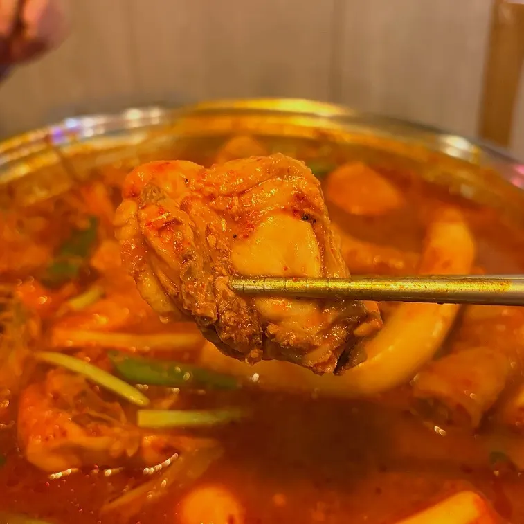 건져 올린 닭볶음탕 닭고기