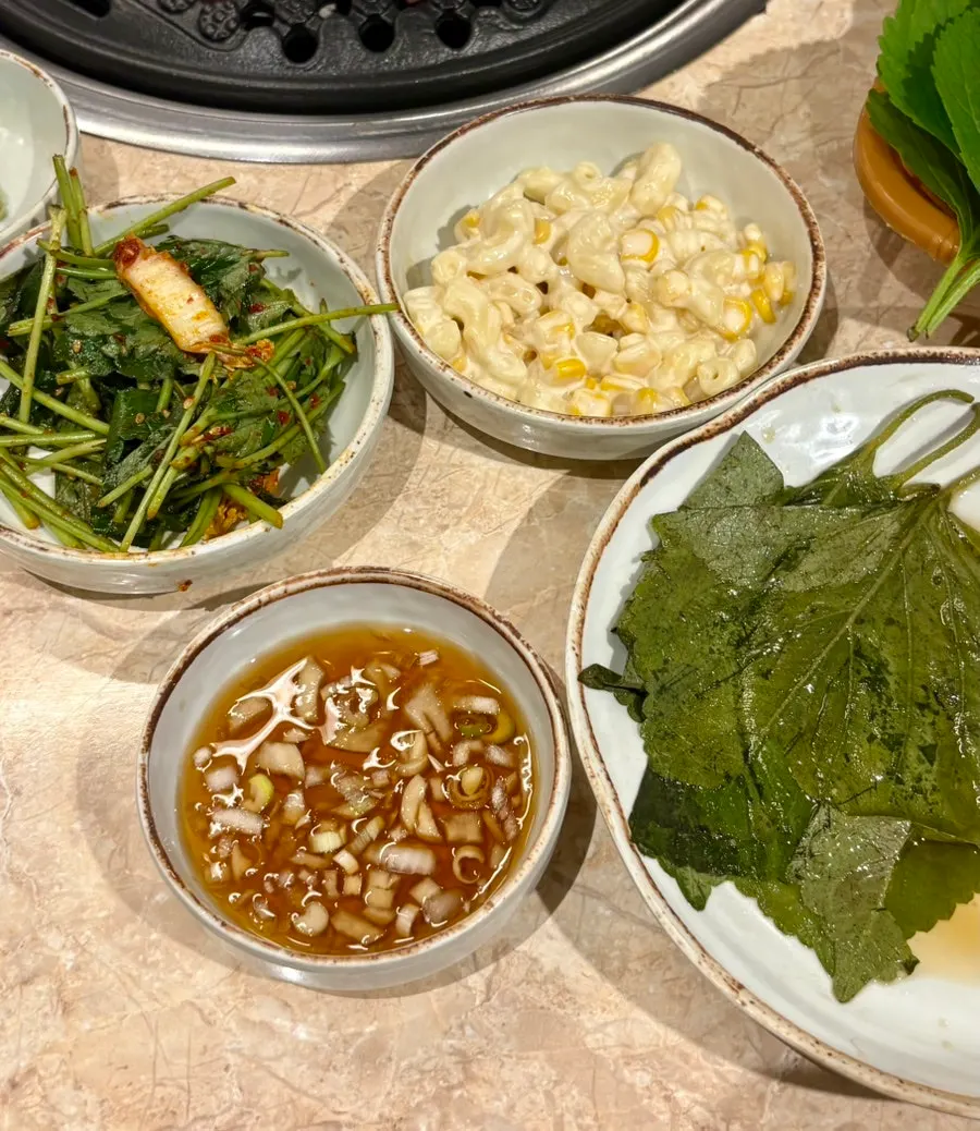 Close-up of the restaurant's basic side dishes