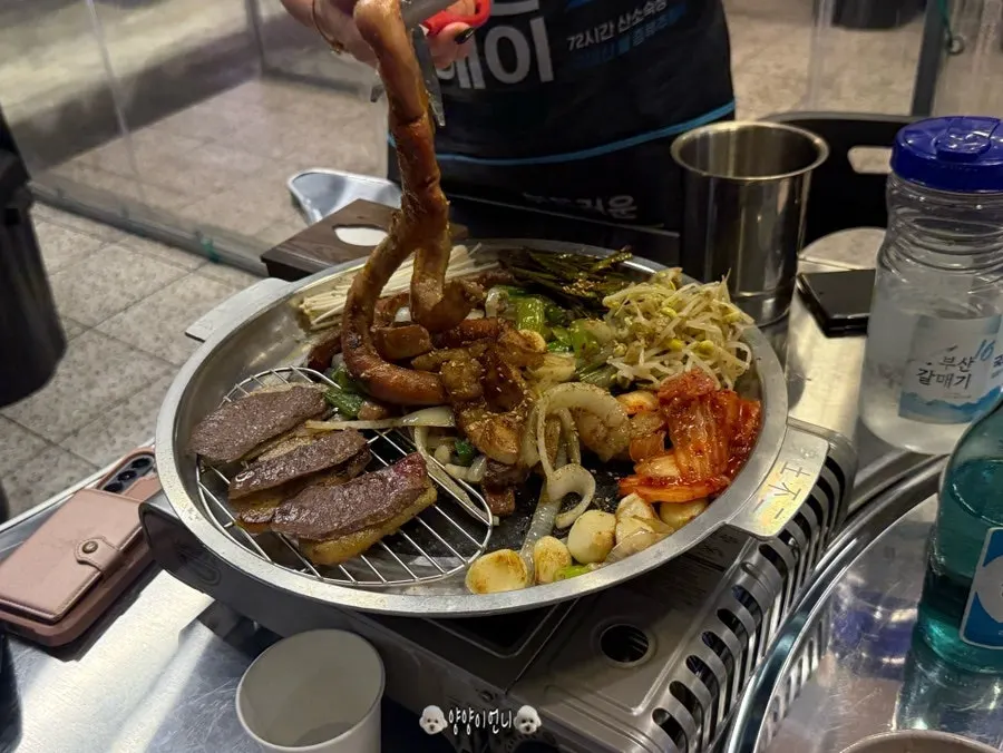 Mixed grill with beef heart and vegetables