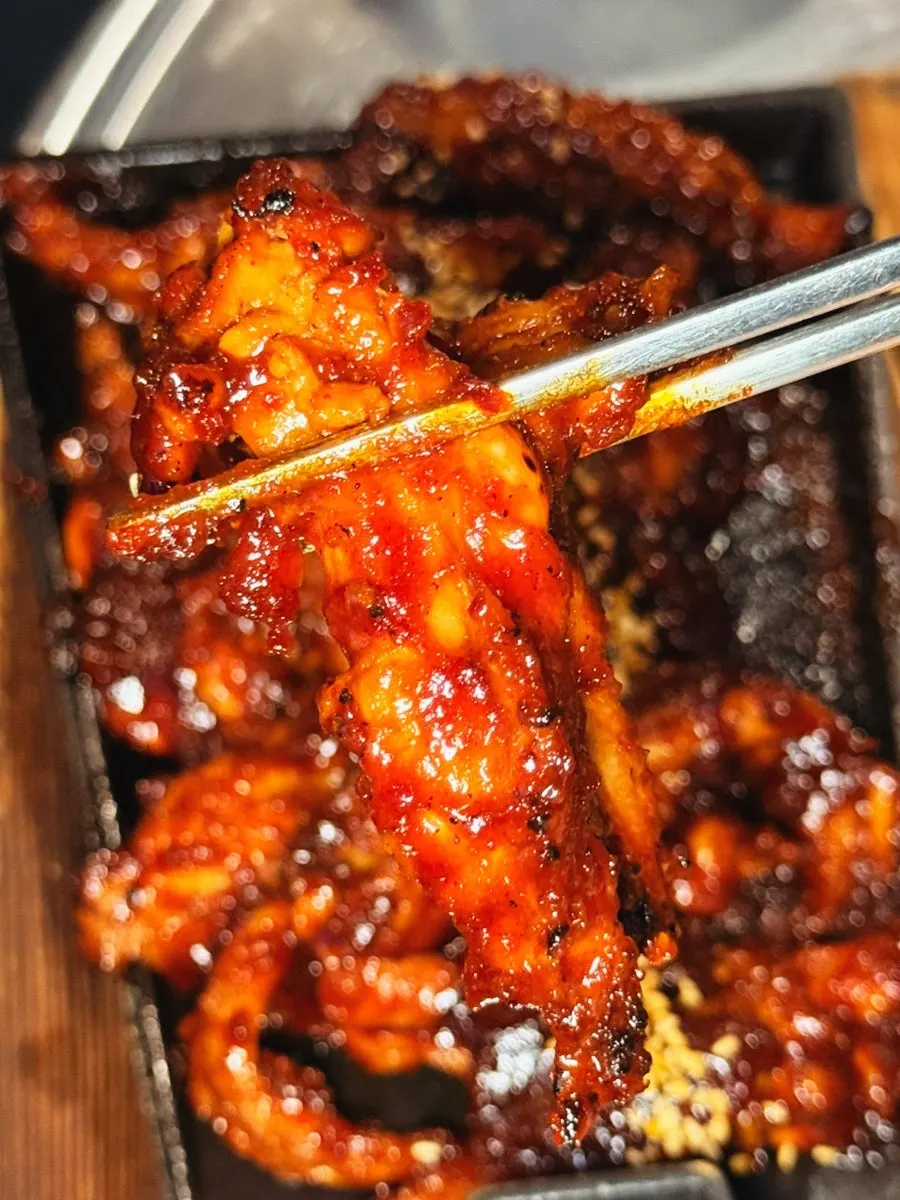 Grilled chicken neck with a nice charred color