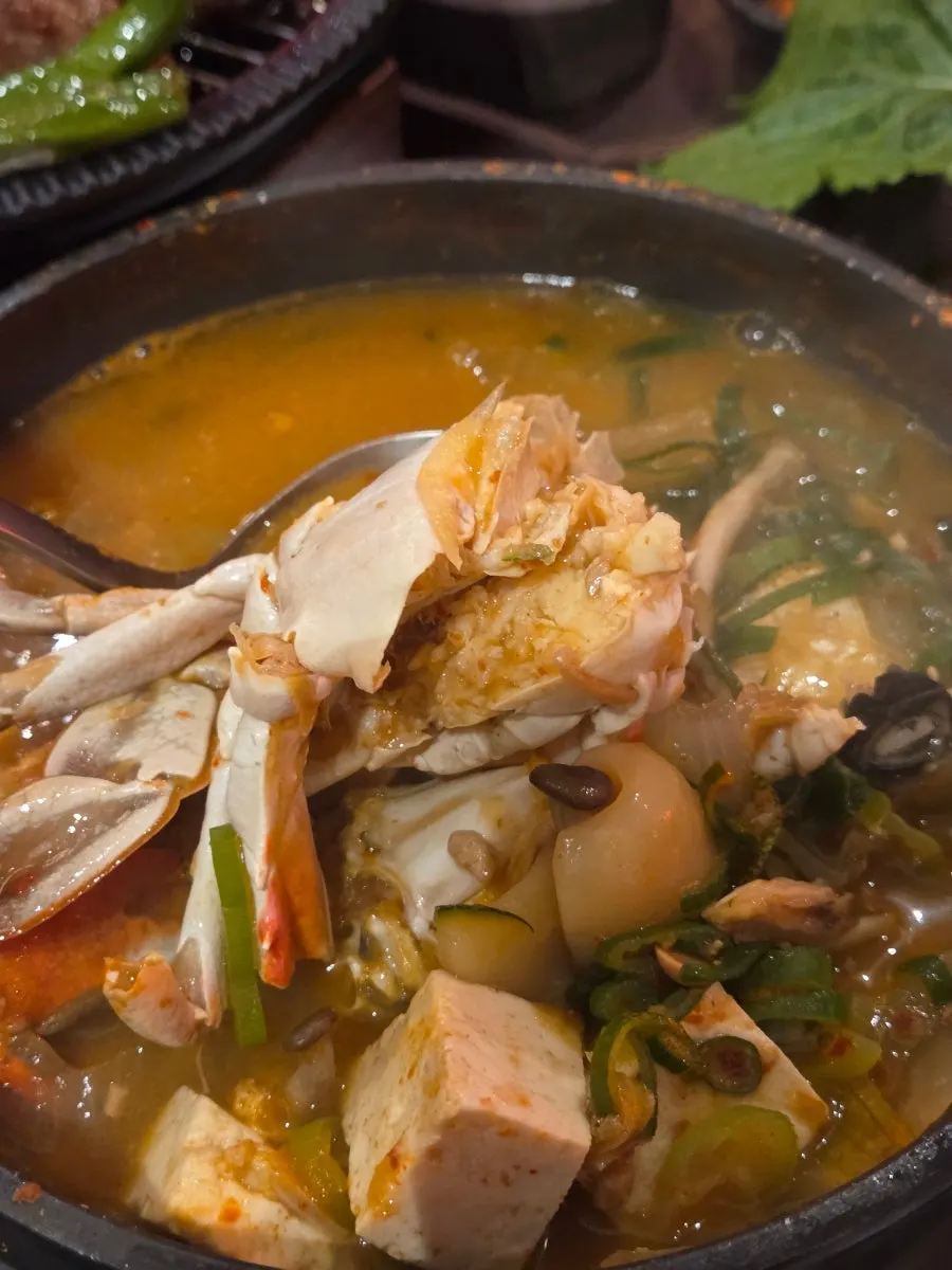 A bowl of Hwang doenjang crab stew