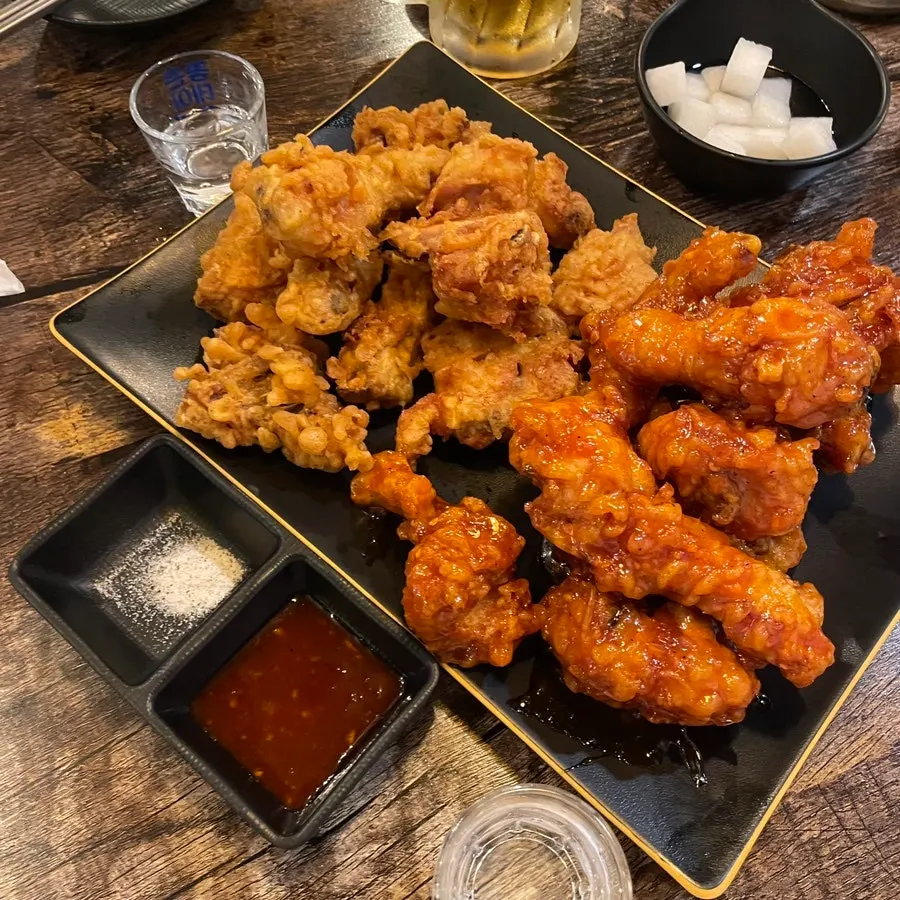 Cold draft beer and Chamisul soju