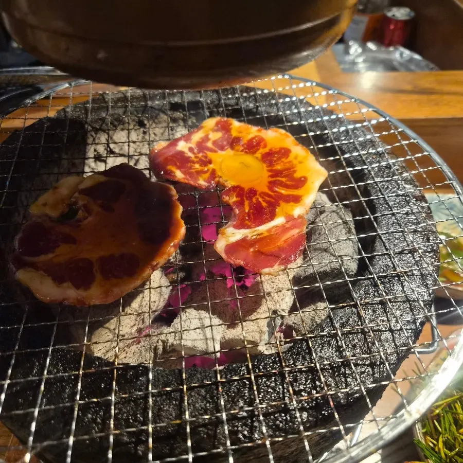 Vegetables grilled alongside Korean beef