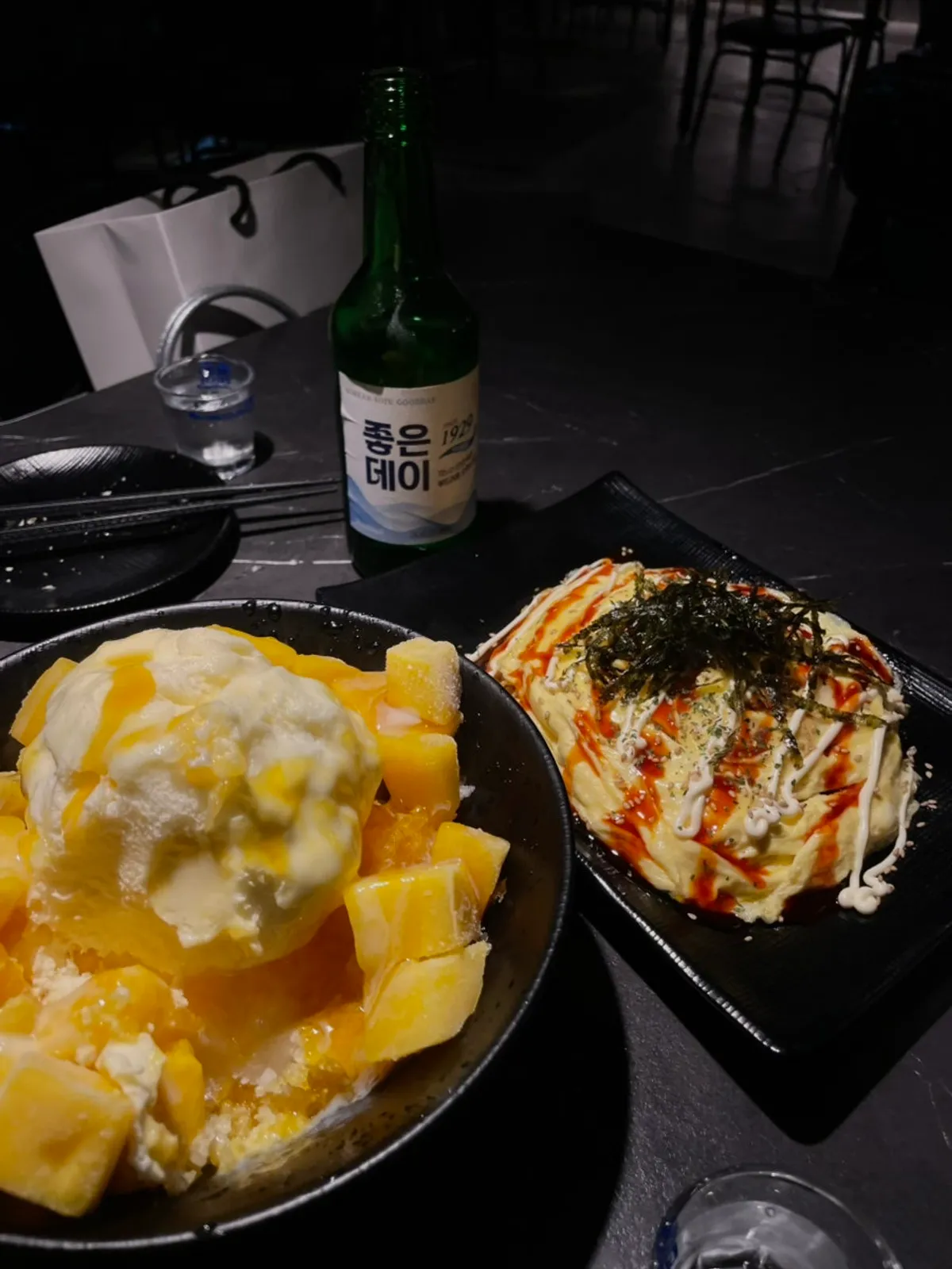 유망주 서면점 불닭계란전과 망고빙수 투샷