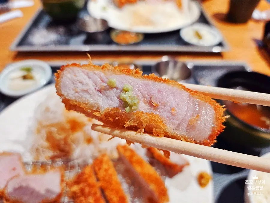 Half-and-half tonkatsu plated with sirloin and tenderloin together