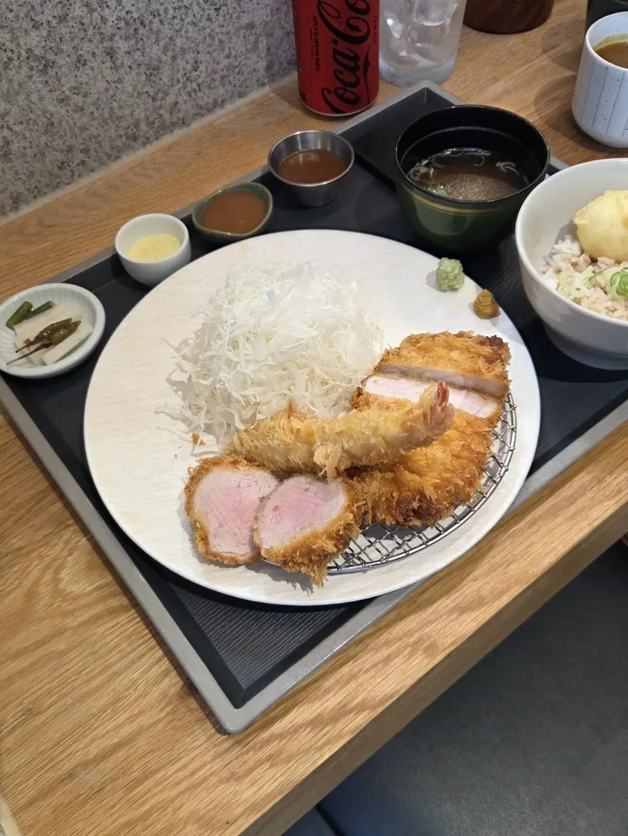 A plate of tonkatsu served with shredded cabbage