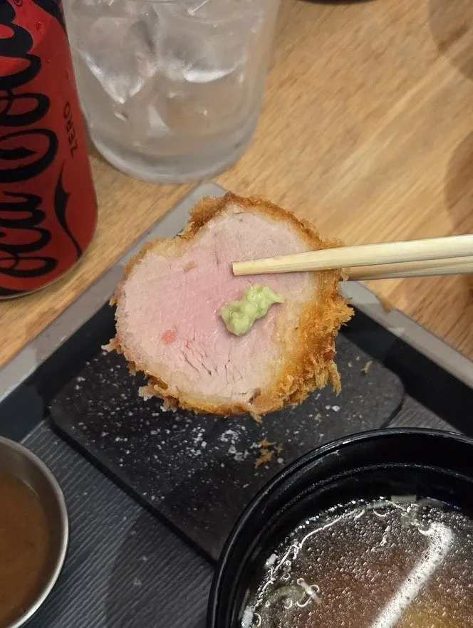 Cross-section of the pink-tinged tenderloin cutlet