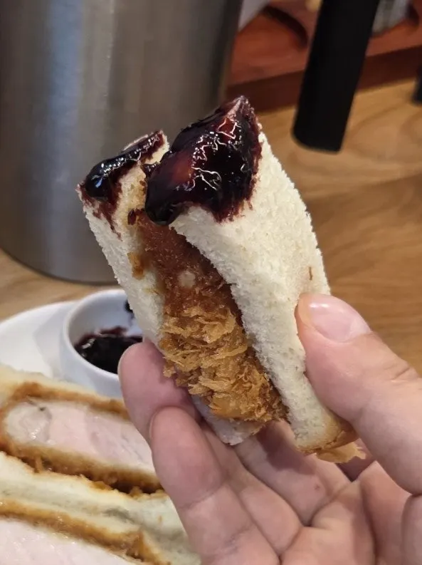 Katsu sando cut into easy-to-eat pieces